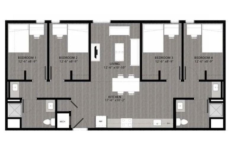 4 bed 2 bath