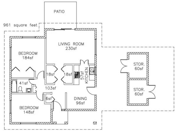 2 Bed 1 Bath